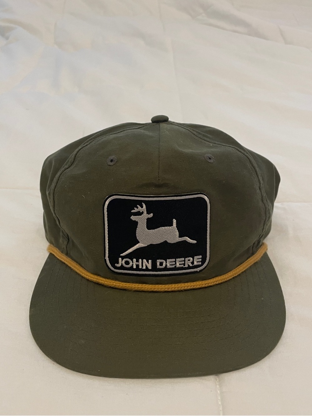John Deere Olive Green Snapback Richard Hat with Gold Rope and Black Logo Patch